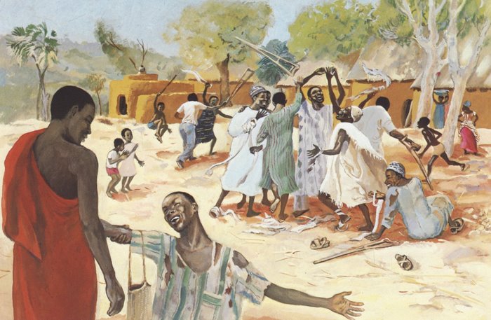The Healing of the Ten Lepers; Jesus Mafa; 1973