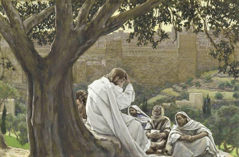 Title: Prophecy of the Destruction of the Temple; Artist: James Tissot, 1836-1902; Date: 1886-1894; Scripture: Luke 21:5-19