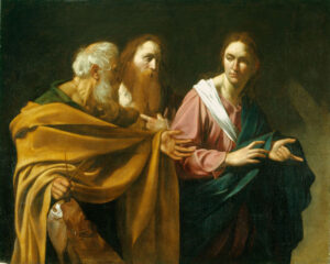 Title: Calling of Saints Peter and Andrew; Artist: , Michelangelo Merisi da Caravaggio (1573-1610); Scripture: Matthew 4:12-23-John 1:29-42