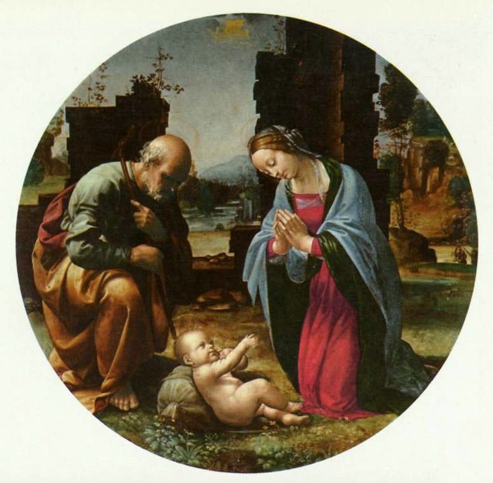 Title: Adoration of the Child; Artist: Bartolomeo, fra, (1472-1517); Scripture: Luke 2:(1-7), 8-20