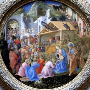 Title: Adoration of the Child; Artist: Filippo Lippi (approximately 1406-1469); Date: 1445; Building: National Gallery of Art (U.S.); Scripture: Matthew 2:1-12 & Luke 2:(1-7), 8-20;