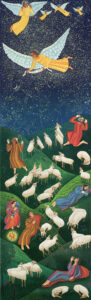 Title: Shepherds; Notes: To purchase prints, cards, and posters of John August Swanson's works, visit http://www.johnaugustswanson.com; Date: 1985; Artist: John August Swanson; Scripture:Luke 2:(1-7), 8-20