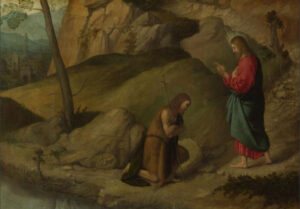 Title: Christ Blessing Saint John the Baptist; Date: ca. 1520-1523; Artist: Moretto, da Brescia, (1498?-1554); Scripture: John 1:29-42.