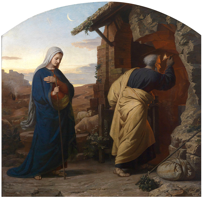 Title: On the Eve of the Birth of Christ; Artist: Michael Reiser; Date: 1869; Object/Function: Painting; Scripture: Luke 2:(1-7), 8-20
