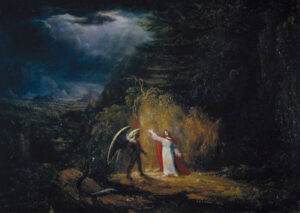 Title: The Temptation in the Wilderness; Artist: John St. John Long; Scripture: Matthew 4:1-11; Luke 4:1-13