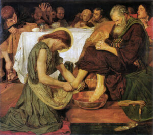 Title: Jesus Washing Peter's Feet; Artist: Ford Madox Brown (1821-1893); Scripture: John 13:1-17, 31b-35
