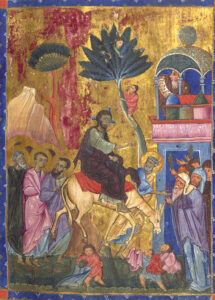 Title: Entry into Jerusalem; Artist: T'oros Roslin (active 13th century); Scripture: Matthew 21:1-11; Mark 11:1-11; John 12:12-16; Luke 19:28-40
