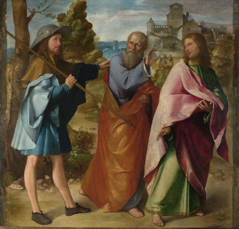 Title: Road to Emmaus; Artist: Altobello Melone (1490-1543); Scripture: Luke 24:13-35