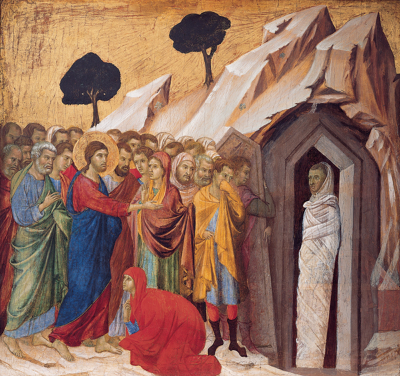 Title: Raising of Lazarus; Artist: Buoninsegna di Duccio (?-1319); Scripture: John 11:1-45