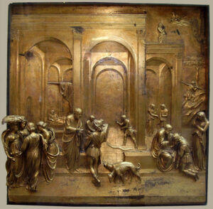 Title: Story of Esau and Jacob; Artist: Lorenzo Ghiberti (1378-1455); Scripture: Genesis 25:19-34
