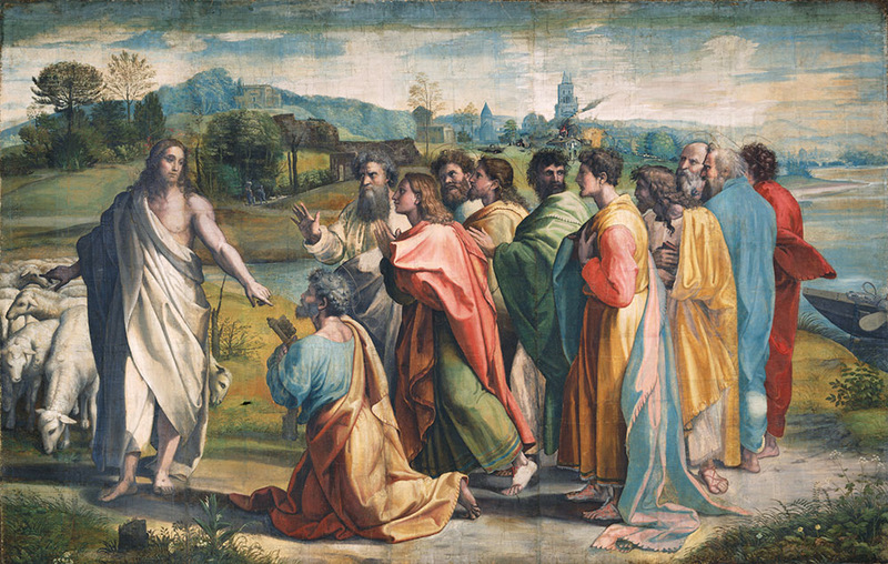 Title: Christ's Charge to Peter; Artist: Raphael (1483-1520); Scripture: Matthew 16:13-20 & John 21:1-19.