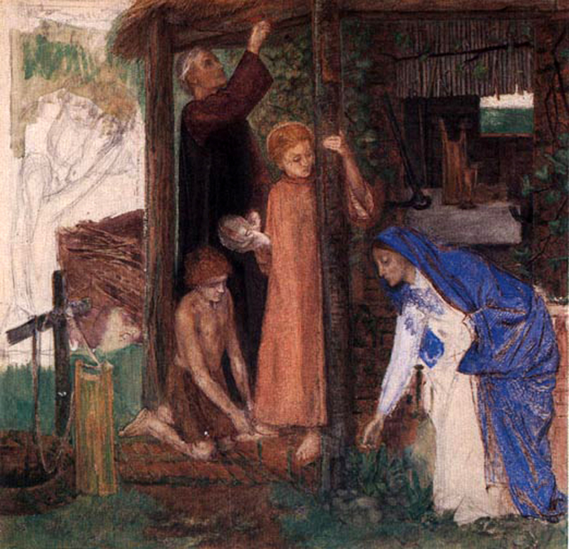 Title: Passover in the Holy Family: Gathering Bitter Herbs; Artist: Dante Gabriel Rossetti (1828-1882); Scripture: Exodus 12:1-4, (5-10), 11-14 & Exodus 12:1-14.
