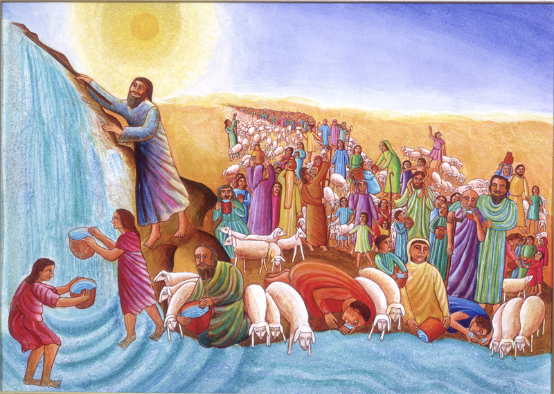 Title: Moses; Date: 1983; Artist: John August Swanson; Scripture: Exodus 17:1-7