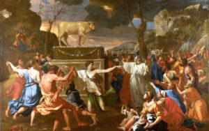 Title: Adoration of the Golden Calf; Artist: Nicolas Poussin (1594?-1665); Scripture: Exodus 32:1-14