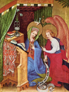 Title: Annunciation to Mary; Artist: Conrad von Soest (1370-1420); Scripture: Luke 1:26-38