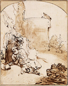 Title: Prophet Jonah Before the Walls of Nineveh; Artist: Rembrandt Harmenszoon van Rijn (1606-1669); Scripture: Jonah 3:1-5, 10