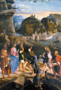 Title: Call of the Sons of Zebedee; Artist: Marco Basaiti (c. 1478-1530); Scripture: Mark 1:14-20