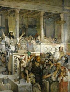 Title: Christ Preaching at Capernaum; Artist: Maurycy Gottlieb (1856-1879); Scripture: Mark 1:21-28