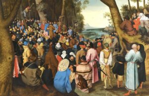 Title: Saint John the Baptist Preaching to the Masses in the Wilderness; Date: 1601; Artist: Pieter Bruegel (1564-1638); Scripture: Luke 3:1-6; Matthew 3:1-12; Mark 1:4-11;