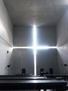 Title: Interior of the Church of the Light; Date: 1999; Artist: Tadao Andō (b. 1941); Scripture: Ephesians 5:8-14; John 9:1-41; John 3:14-21; John 12:20-36; Matthew 4:12-23; 1 Peter 2:2-10; Romans 13:11-14
