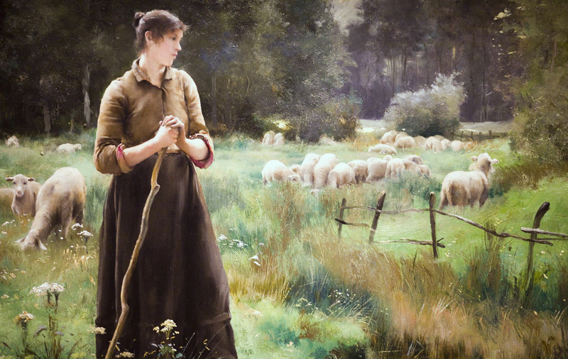 Title: The Good Shepherd; Artist: Julien Dupre (1851-1910); Scripture: John 10:1-10, John 10:11-18