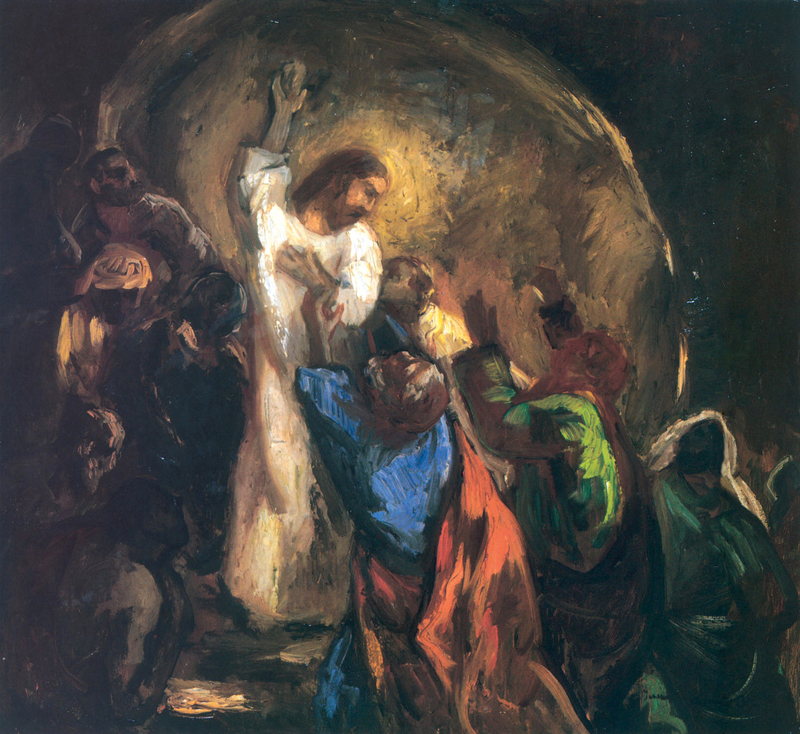Title: Thomas Touches Christ's Side; Date: 20th century; Artist: Béla Iványi-Grünwald; Scripture: John 20:19-31