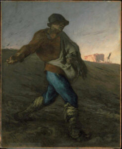 Title: The Sower; Artist: Jean François Millet (1814-1875); Scripture: Matthew 13:1-9, 18-23; Mark 4:26-34.