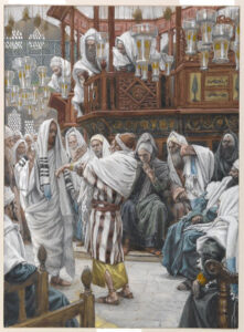 Title: Man with the Withered Hand; Date: 1886-1896; Artist: James Tissot (1836-1902); Scripture: Mark 2:23-3:6