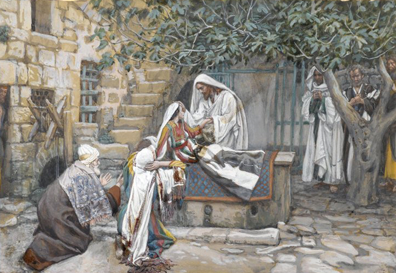 Title: Daughter of Jairus; Artist: James Tissot (1836-1902); Scripture: Mark 5:21-43