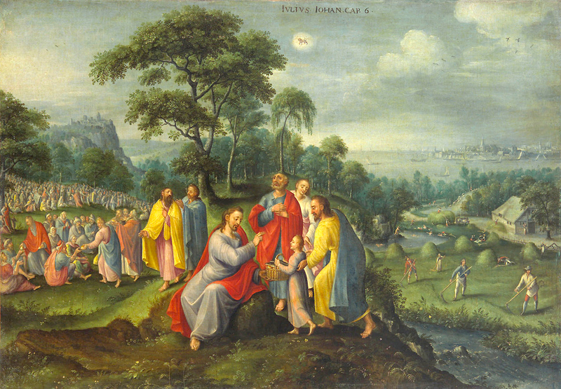 Title: Feeding the Five Thousand; Date: 1580-1590; Artist: Marten van Valckenborch (1534-1612); Scripture: Matthew 14:13-21, John 6:1-21