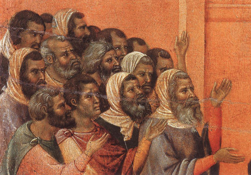 Title: Christ Accused by the Pharisees; Artist: Buoninsegna di Duccio (? -1319?); Scripture: John 6:51-58