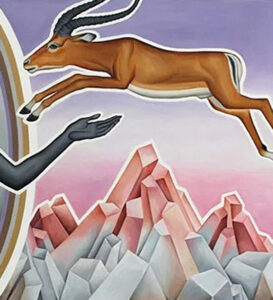 Title: Like a Deer Leaping Mountains; Artist: Peter Koenig. Scripture: Song of Solomon 2:8-13.