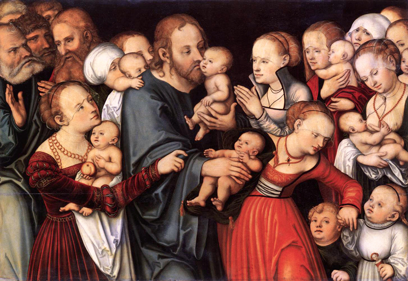 Title: Christ Blessing the Children; Date: ca. 1535-1540; Artist: Lucas Cranach (1472-1553). Scripture: Mark 9:30-37