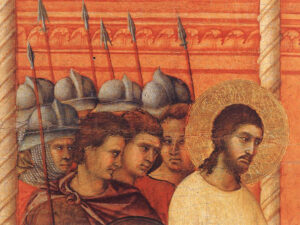 Title: Christ Before Pilate Again; Artist: Duccio di Buoninsegna (?-1319?). Scripture: John 18:33-37