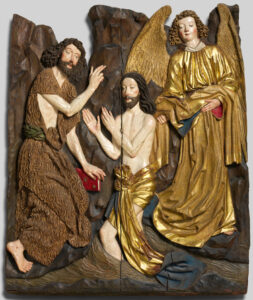 Title: Baptism of Christ; Artist: Veit Stoss (? -1533); Scripture: Luke 3:15-17, 21-22; Matthew 3:13-17; Mark 1:4-11