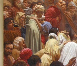 Title: Sermon on the Mount, detail; Date: ca. 1860; Artist: Henrik Olrik (1830-1890); Scripture: Matthew 5:1-12, Matthew 6:24-34, 1 Samuel 2:1-10, Luke 14:25-33
