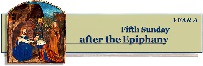 Title: Classic Banner, Year A, Fifth Sunday after Epiphany; Scripture: Matthew 5:13-20 Title: Classic Banner, Year A, Fifth Sunday after Epiphany; Artist: Vanderbilt Divinity Library staff; Scripture: Matthew 5:13-20