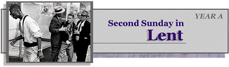 Title: Classic Banner, Year A, Second Sunday in Lent; Artist: Vanderbilt Divinity Library staff; Scripture: John 3:1-17