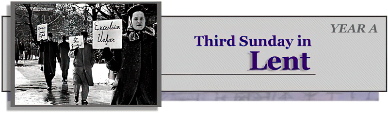 Title: Classic Banner, Year A, Third Sunday in Lent; Artist: Vanderbilt Divinity Library staff; Scripture: John 4:5-42