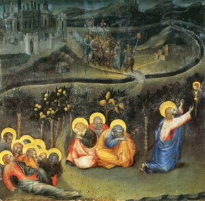 Title: Christ in the Garden of Gethsemane; Date: 1430-1435; Artist: Giovanni, di Paolo, (ca. 1403-ca 1482); Scripture: Matthew 26:14-27:66; Mark 14:1-15:47; John 18:1-19:42