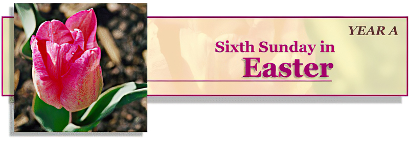 Title: Classic Banner, Year A, Sixth Sunday of Easter; Scripture: John 14:15-21 Title: Classic Banner, Year A, Sixth Sunday of Easter; Date: 1997; Artist: Vanderbilt Divinity Library staff; Building: Vanderbilt Divinity Library; City/Town: Nashville; State: TN; Country: United States; Scripture: John 14:15-21