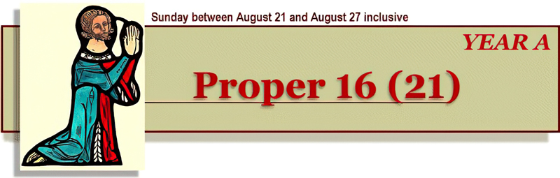 Title: Classic Banner, Year A, Proper 16; Date: 1997; Artist: Vanderbilt Divinity Library staff; Scripture: Matthew 16:13-20