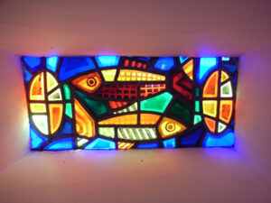 Title: Loaves and Fish; Date: 1971; Artist: Helen Moloney; Scripture: Matthew 14:13-21, John 21:1-19